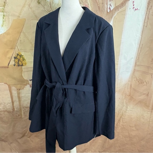 NEW Lane Bryant Dark Blue Perfect Drape Belted Blazer - Picture 5 of 10